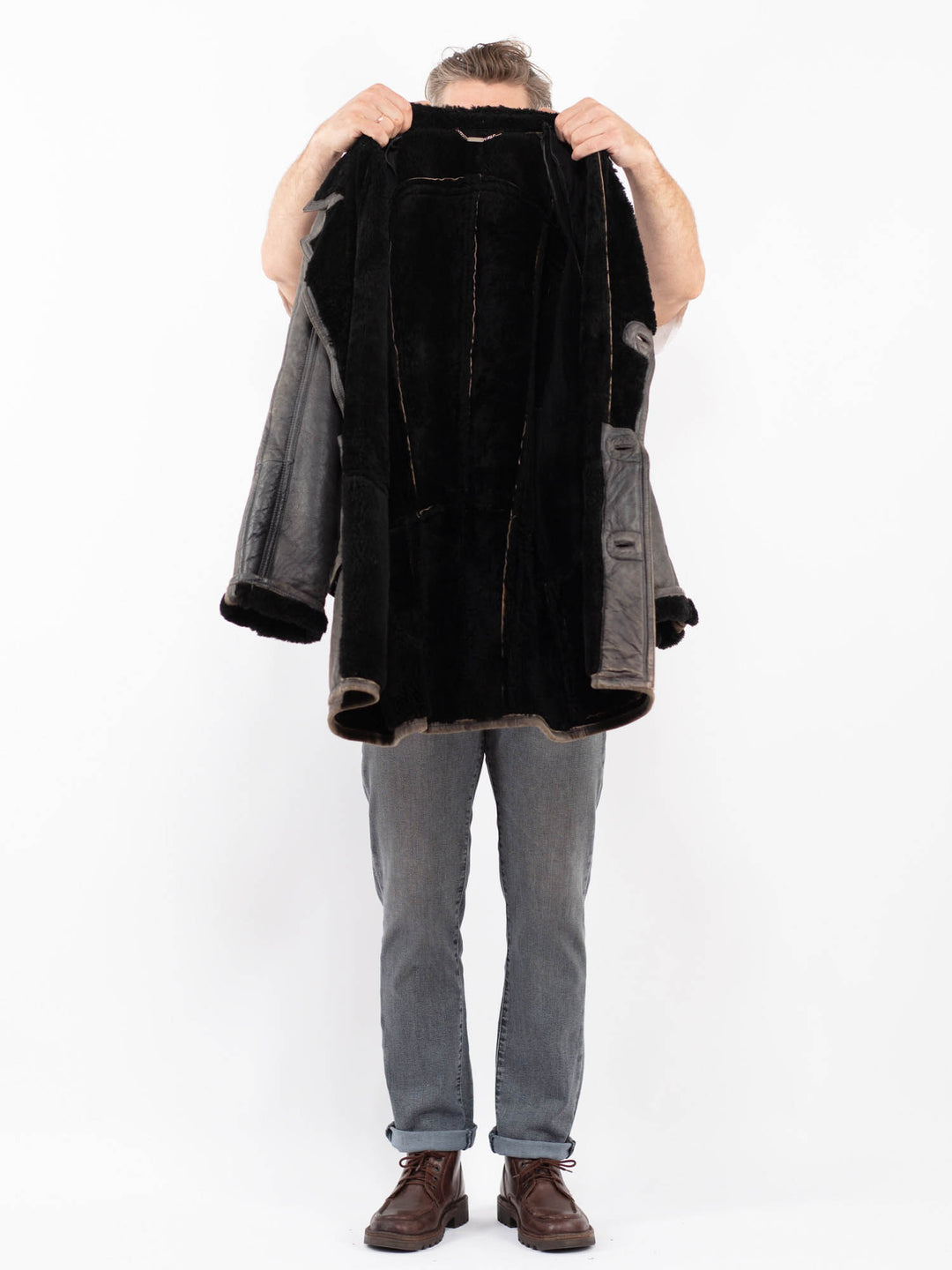 Vintage 90's Men Sheepskin in GrayZ2263