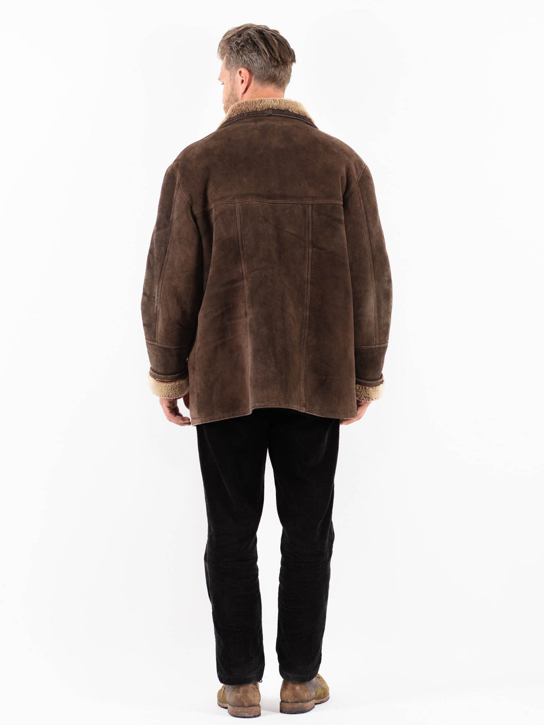 Vintage 90's Men Sheepskin Coat in BrownZ1820