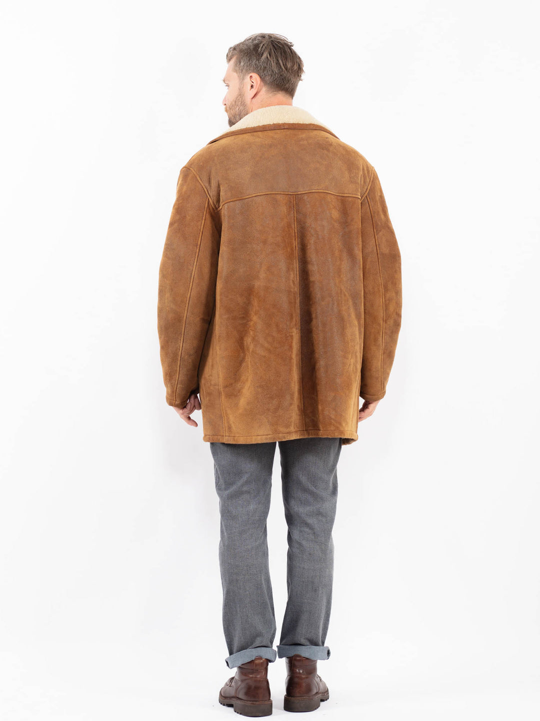 Vintage 90's Men Sheepskin Coat in BrownZ2268