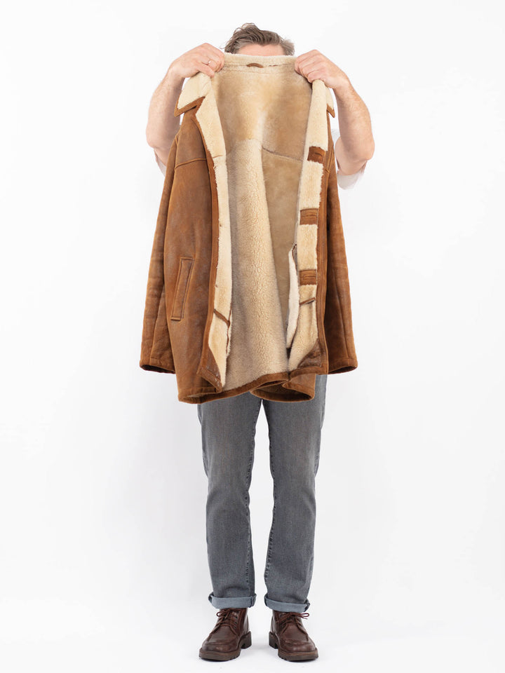 Vintage 90's Men Sheepskin Coat in BrownZ2268