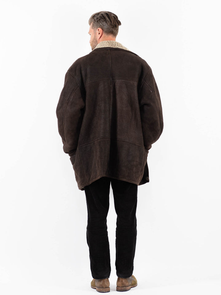 Vintage 90's Men Sheepskin Coat in BrownZ1826