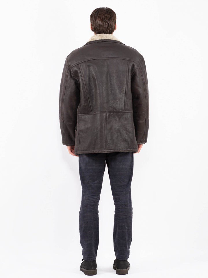 Vintage 90's Men Sheepskin Coat in BrownZ2365