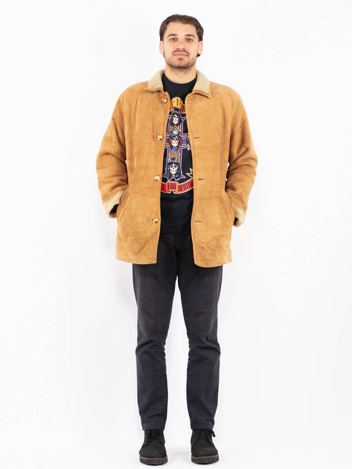 Vintage 90's Men Sheepskin Coat in BrownZ2367