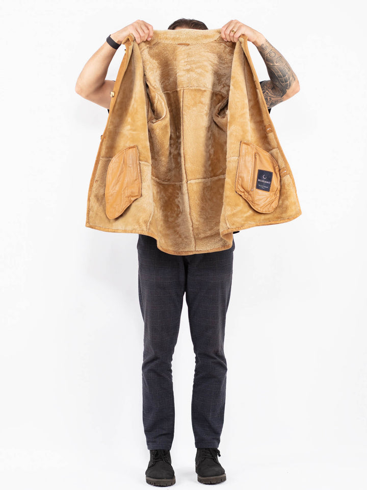 Vintage 90's Men Sheepskin Coat in BrownZ2367