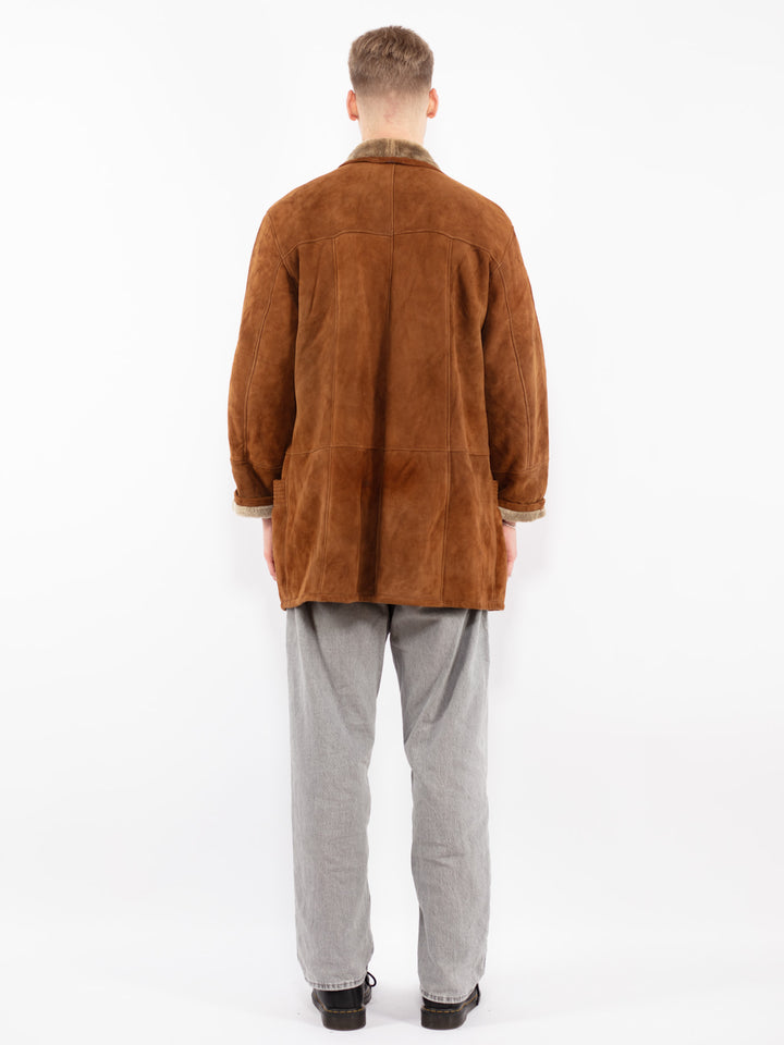 Vintage 90's Men Sheepskin Coat in Brown