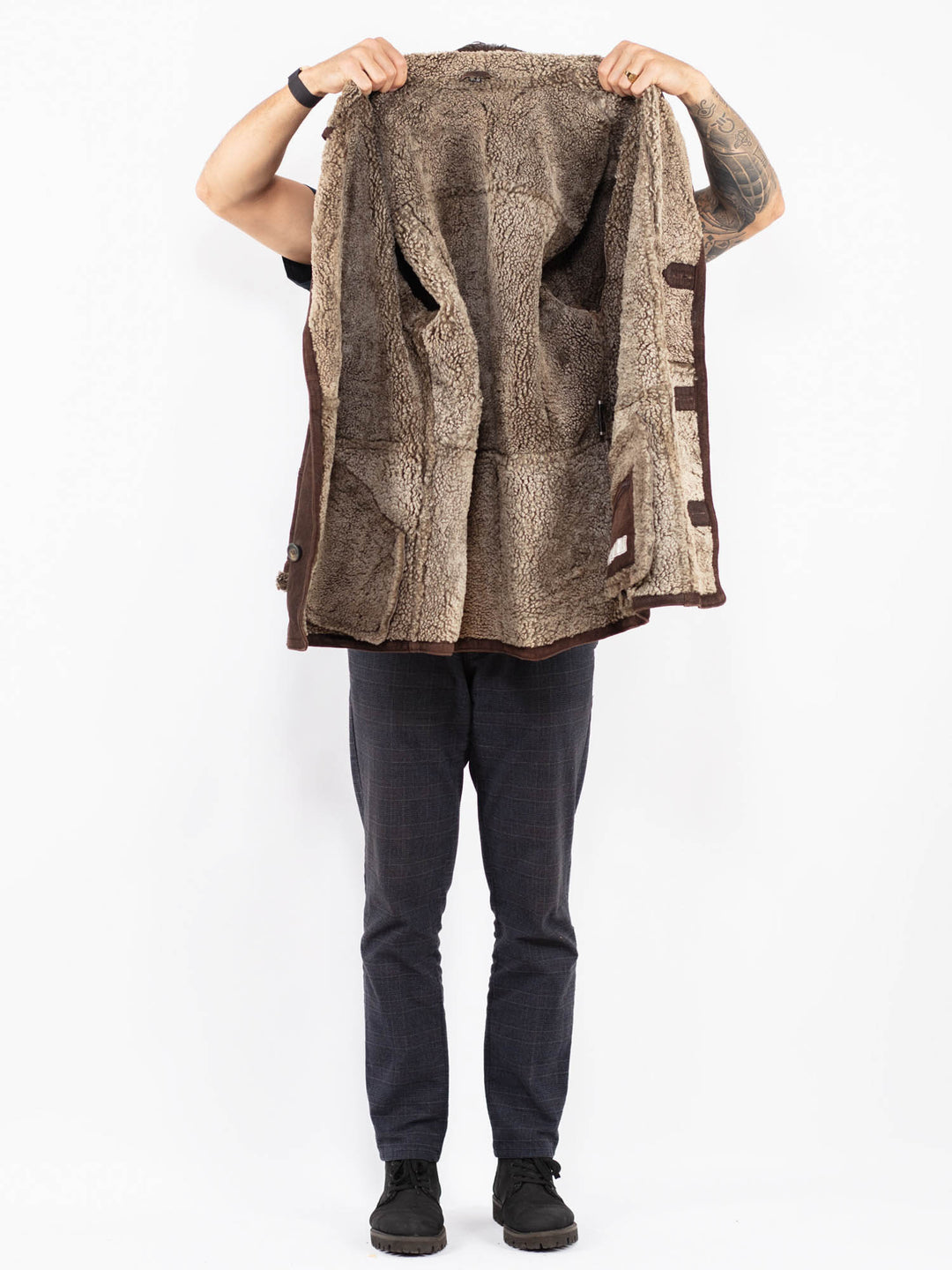 Vintage 90's Men Sheepskin Coat in BrownZ2370