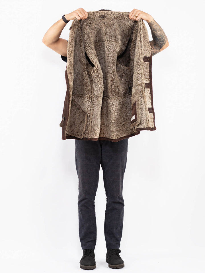 Vintage 90's Men Sheepskin Coat in BrownZ2370