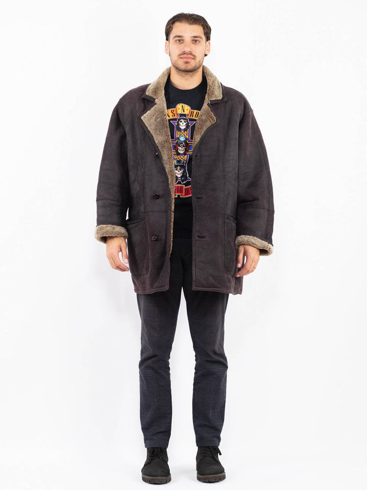 Vintage 90's Men Sheepskin Coat in PurpleZ2373