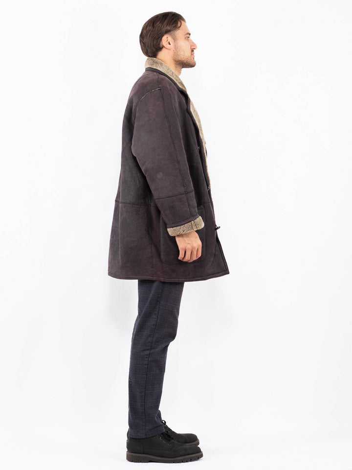 Vintage 90's Men Sheepskin Coat in PurpleZ2373