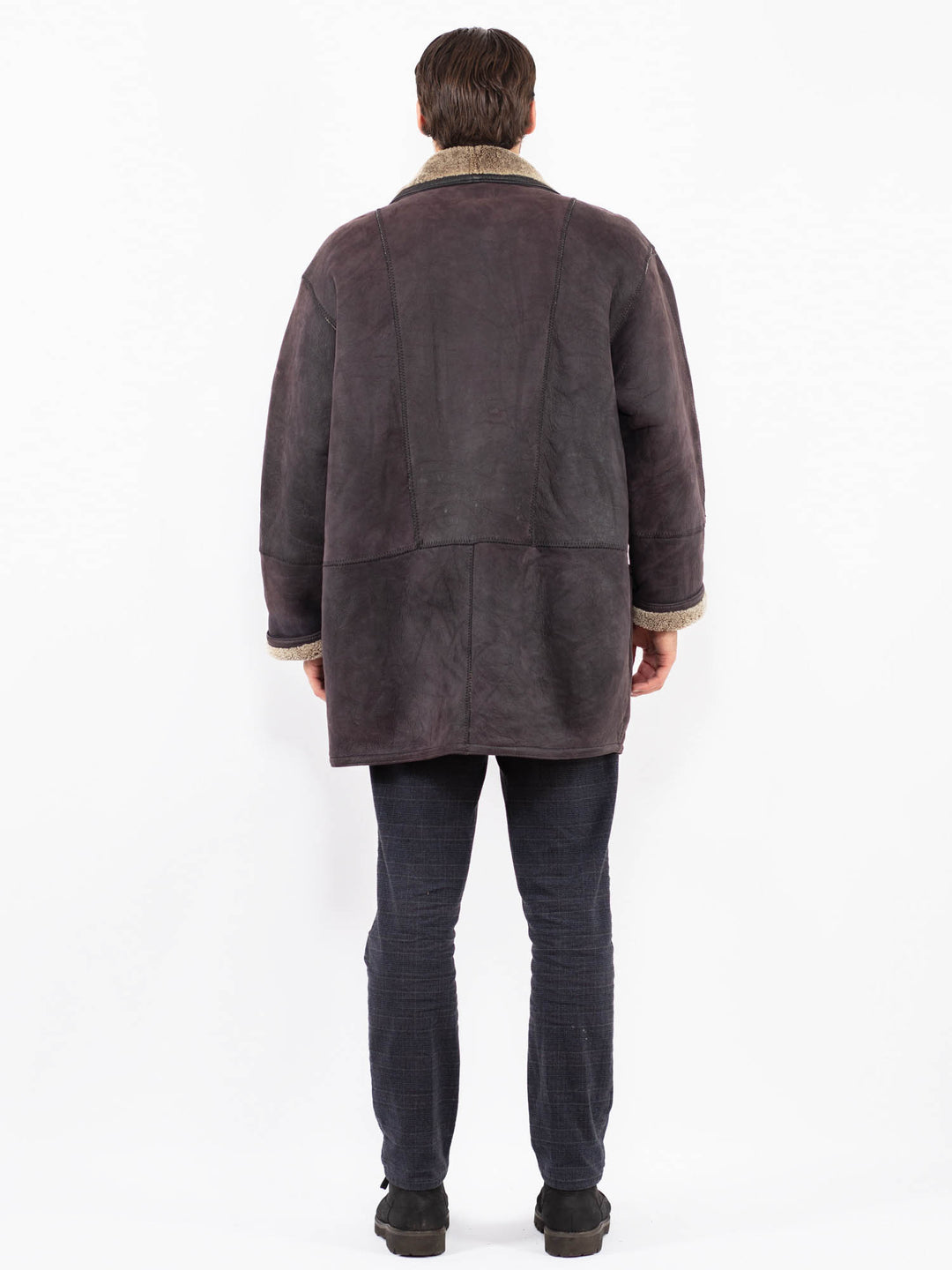 Vintage 90's Men Sheepskin Coat in PurpleZ2373