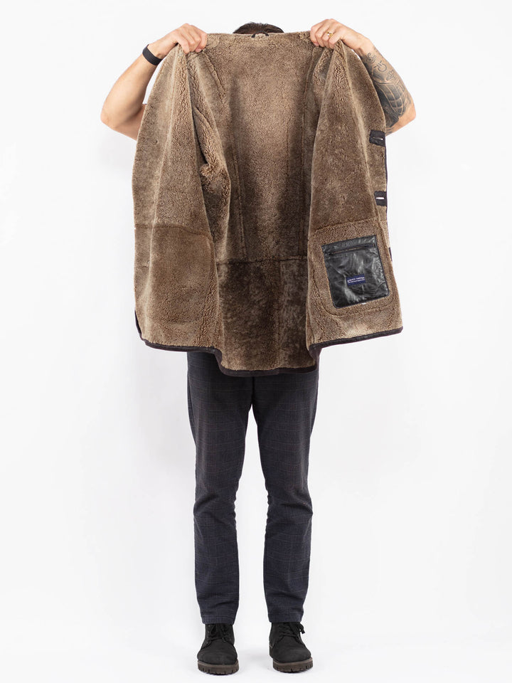 Vintage 90's Men Sheepskin Coat in PurpleZ2373