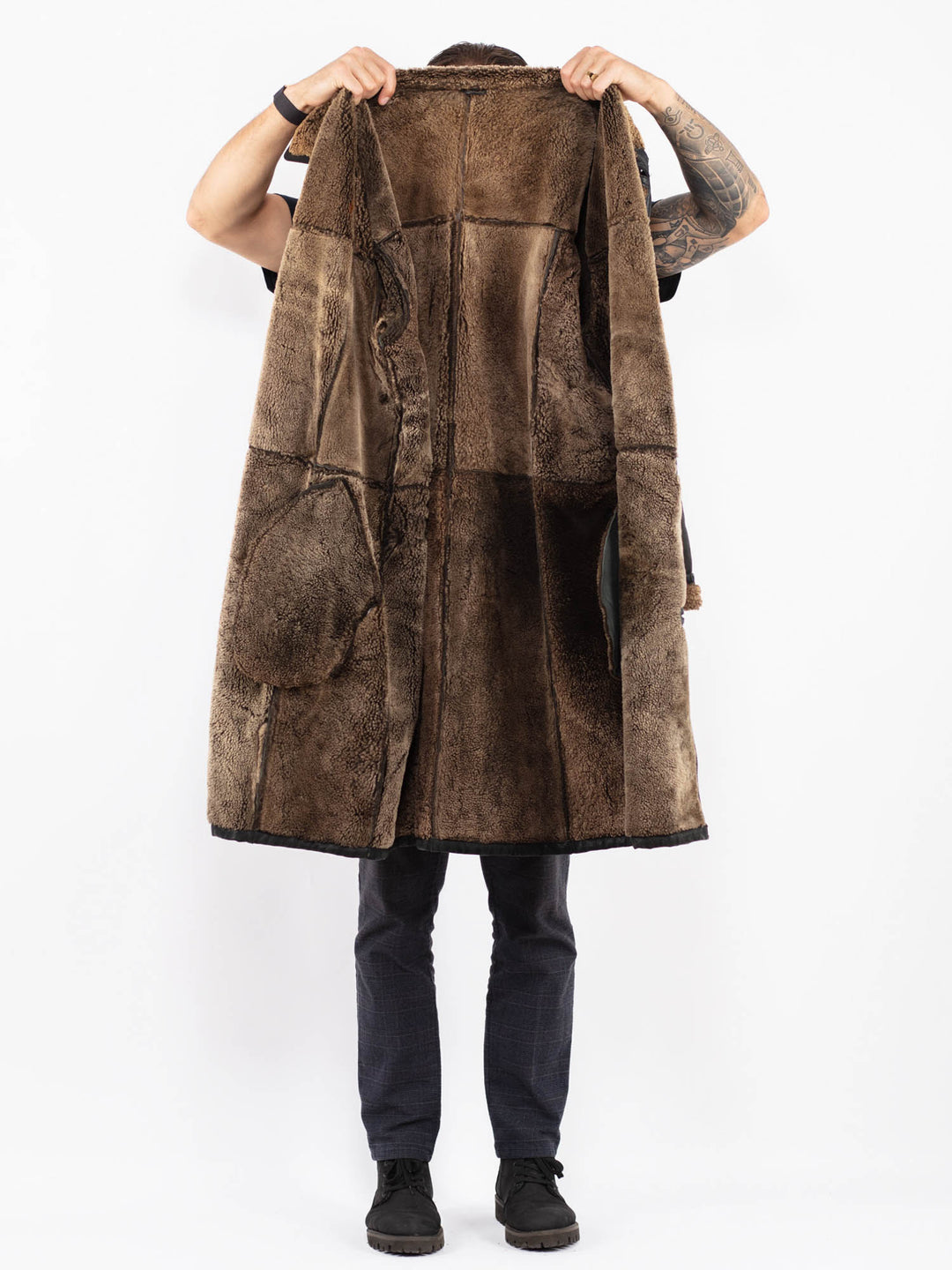 Vintage 90's Men Sheepskin Coat in BlackZ2376