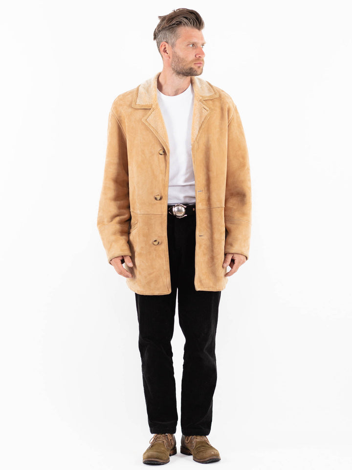 Vintage 90's Men Sheepskin Coat in BeigeZ1840