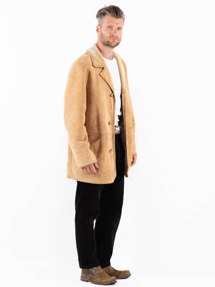 Vintage 90's Men Sheepskin Coat in BeigeZ1840