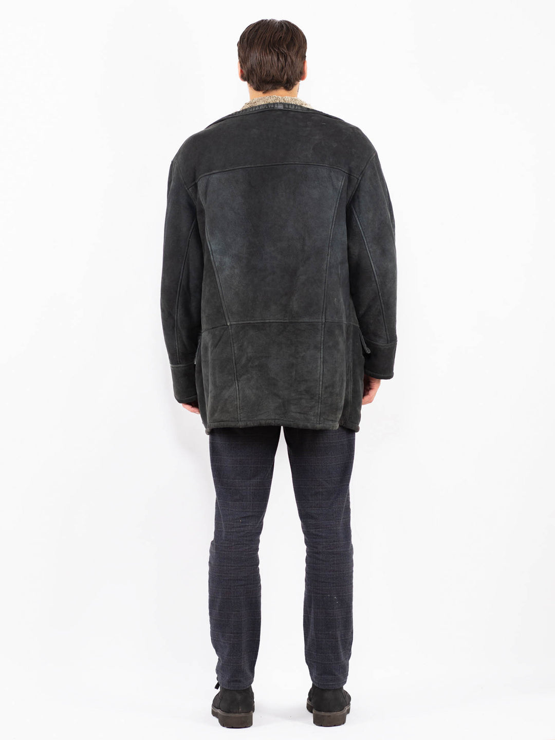 Vintage 90's Men Sheepskin Coat in BlackZ2380