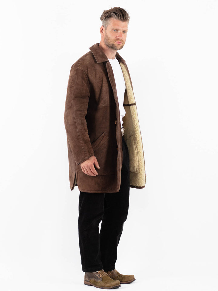 Vintage 90's Men Sheepskin Coat in BrownZ1843