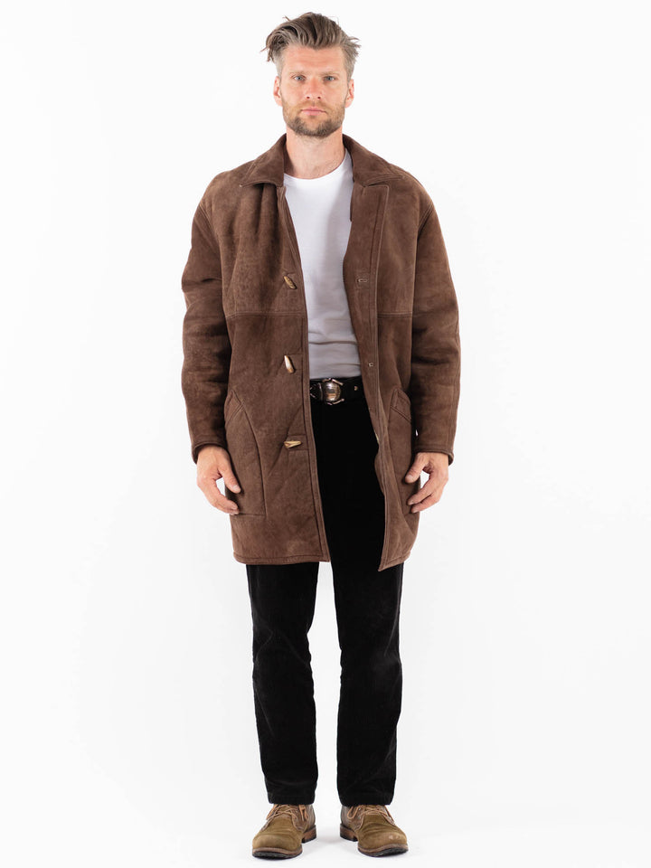 Vintage 90's Men Sheepskin Coat in BrownZ1843