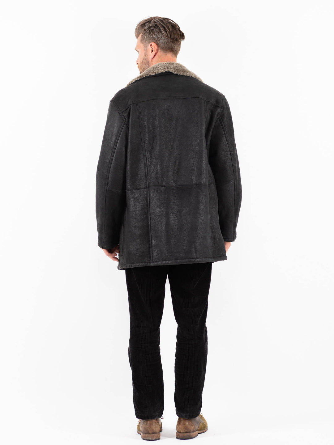 Vintage 90's Men Sheepskin Coat in BlackZ1845
