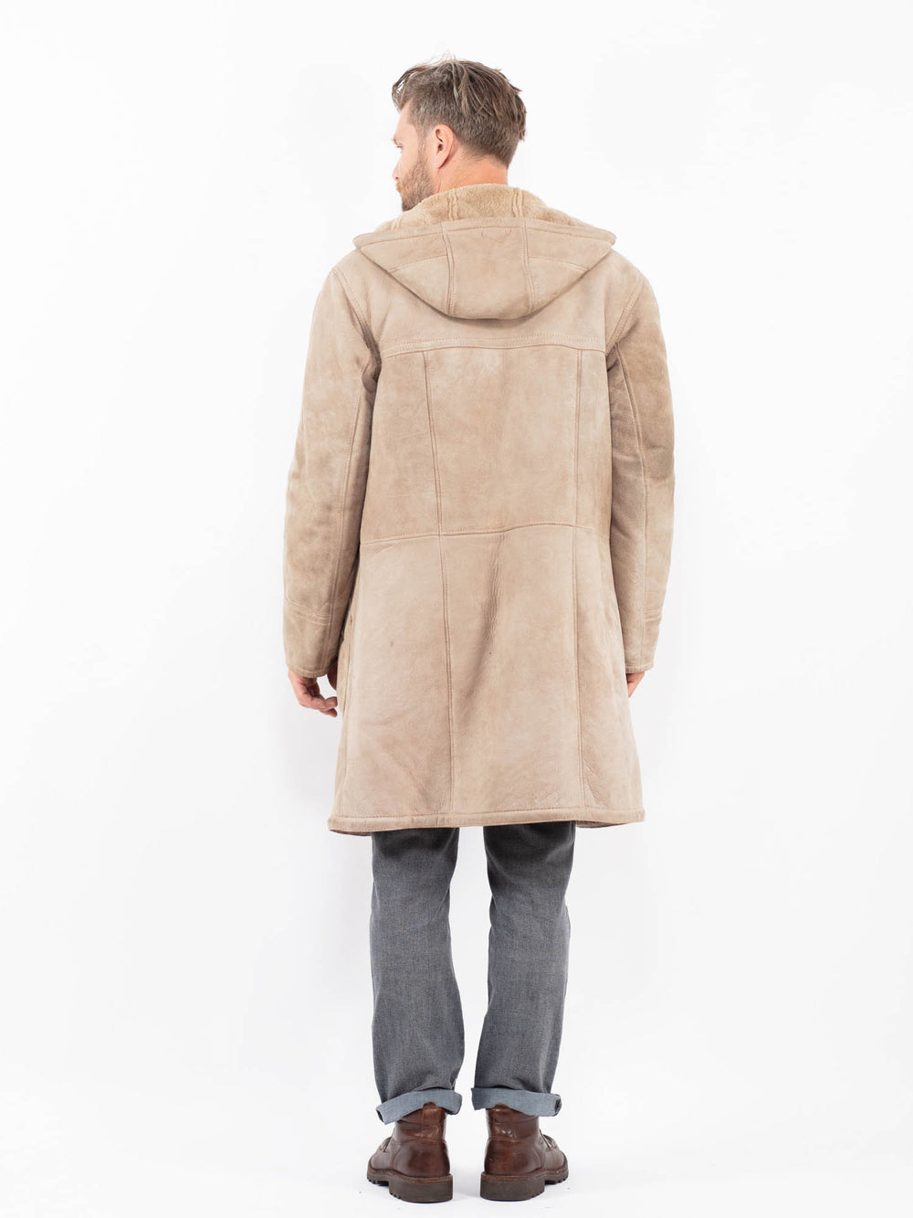 Vintage 90's Men Sheepskin Coat in BeigeZ2295