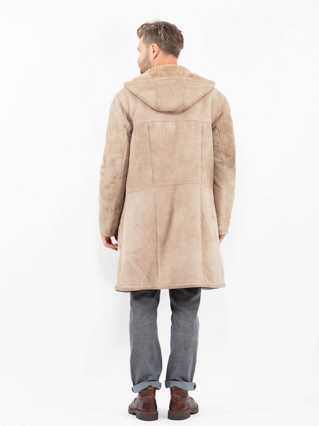 Vintage 90's Men Sheepskin Coat in BeigeZ2295