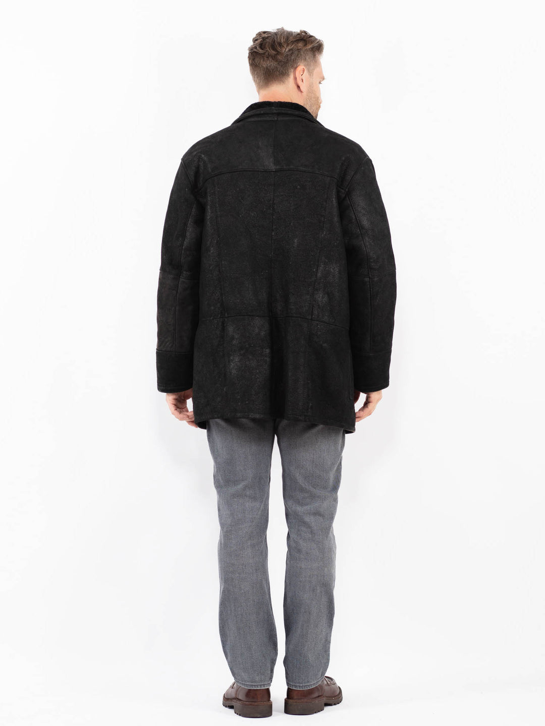 Vintage 90's Men Sheepskin Coat in BlackZ2070