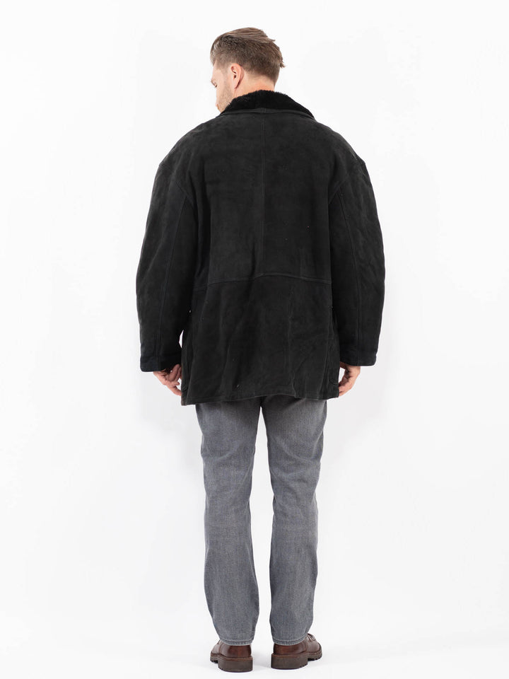 Vintage 90's Men Sheepskin Coat in BlackZ2071
