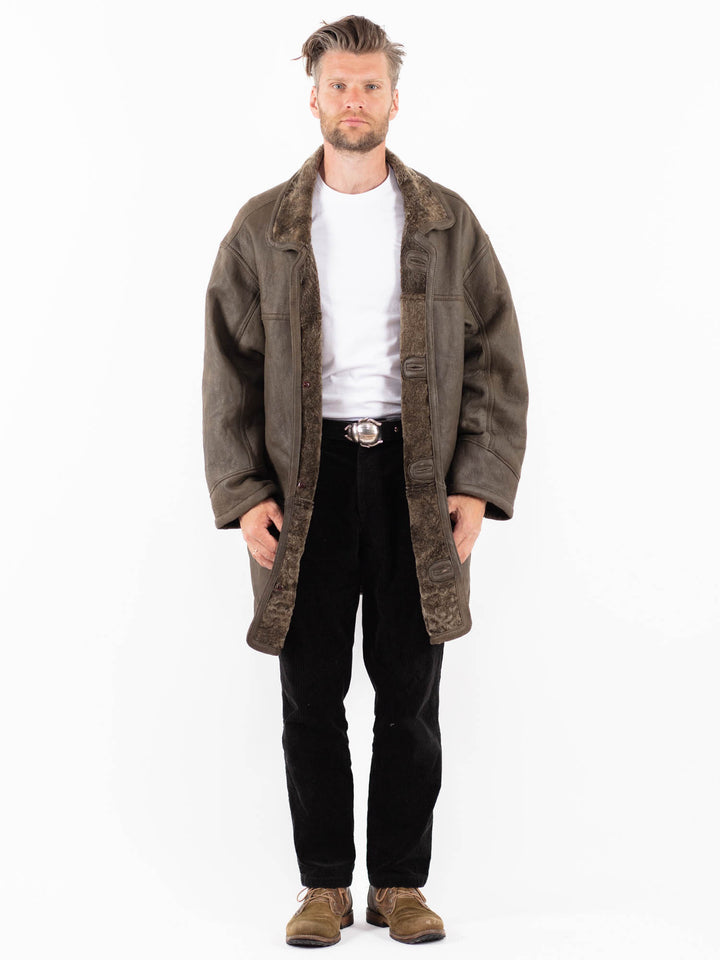Vintage 90's Men Sheepskin Coat in BrownZ1854