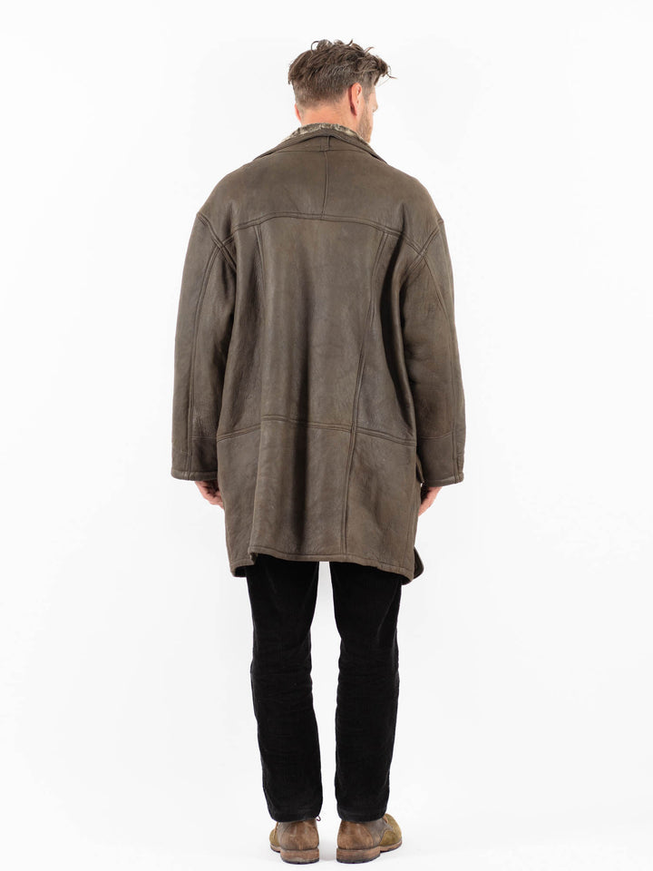 Vintage 90's Men Sheepskin Coat in BrownZ1854