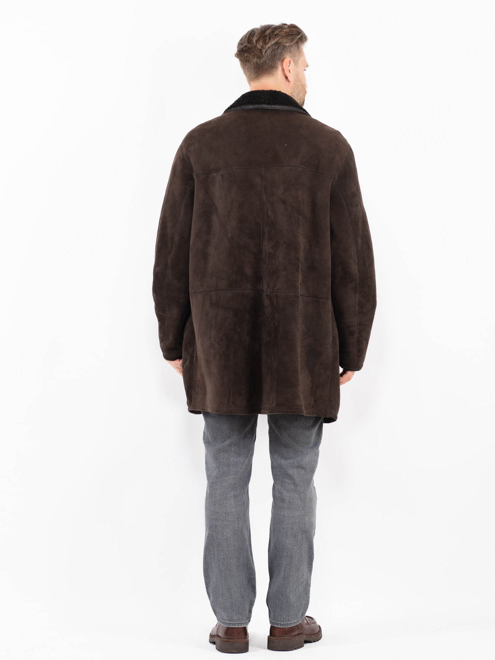 Vintage 90's Men Sheepskin Coat in BrownZ2077