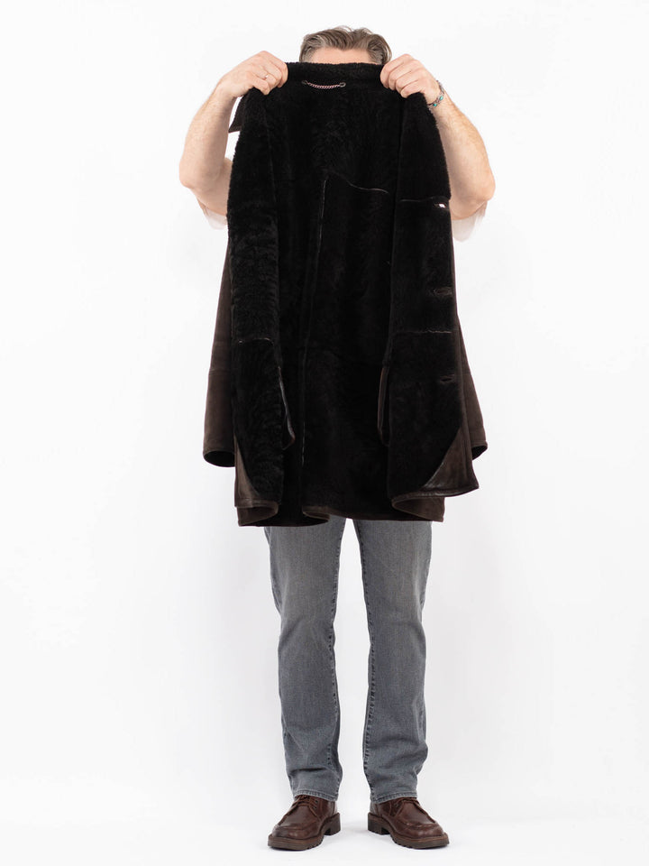 Vintage 90's Men Sheepskin Coat in BrownZ2077