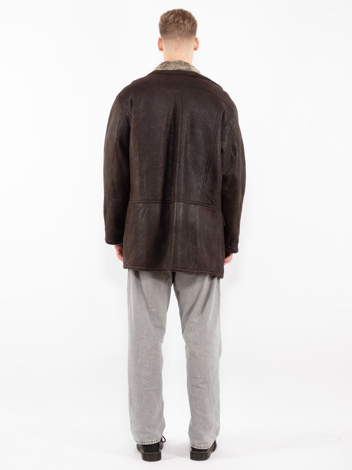 Vintage 90's Men Sheepskin Coat in Brown