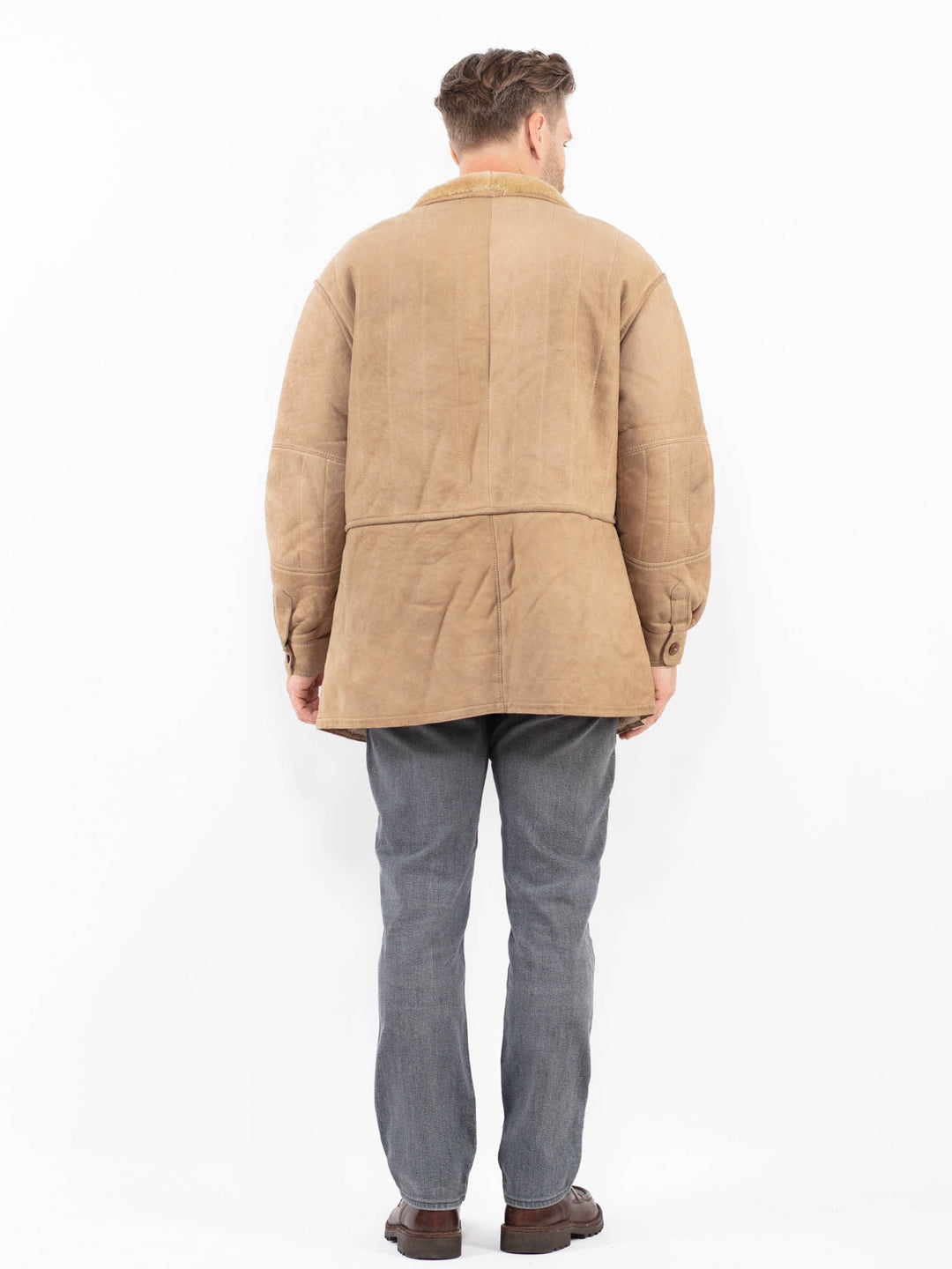 Vintage 90's Men Sheepskin Coat in BeigeZ2079