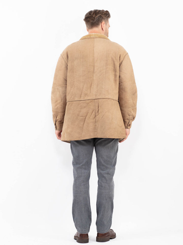 Vintage 90's Men Sheepskin Coat in BeigeZ2079