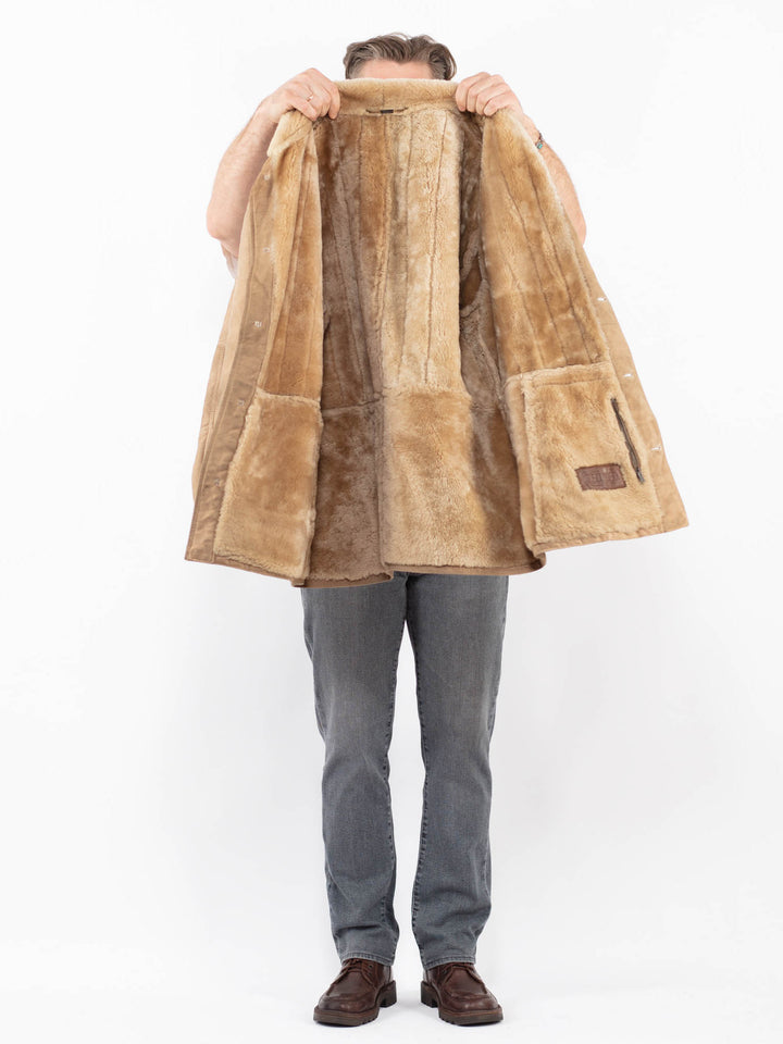 Vintage 90's Men Sheepskin Coat in BeigeZ2079