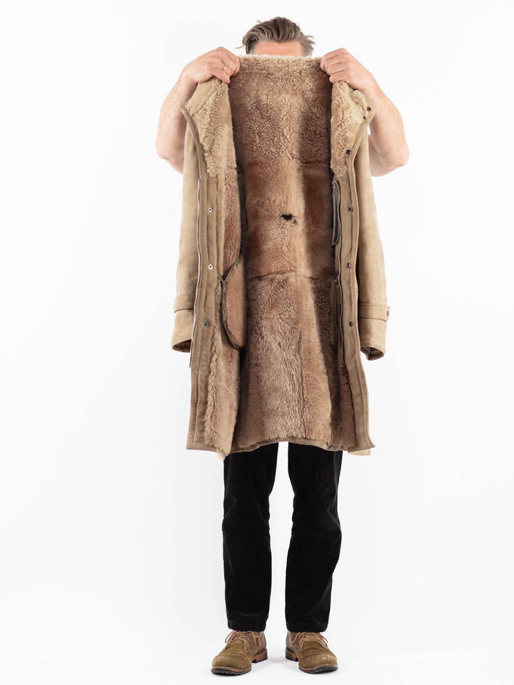 Vintage 90's Men Sheepskin Coat in BeigeZ1862