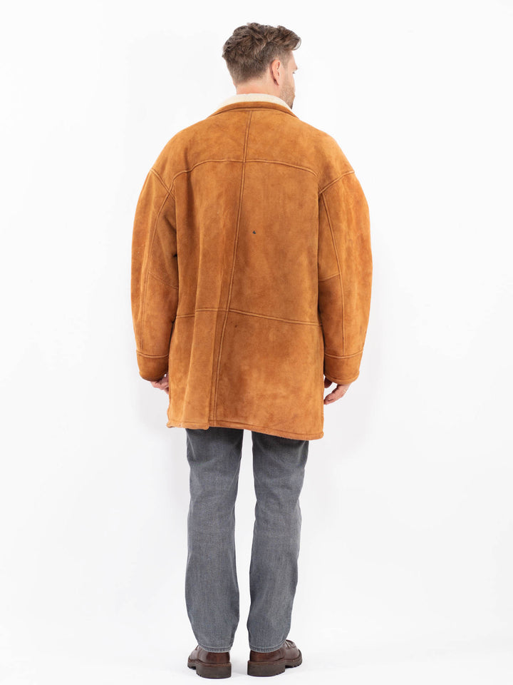 Vintage 90's Men Sheepskin Coat in BrownZ2088