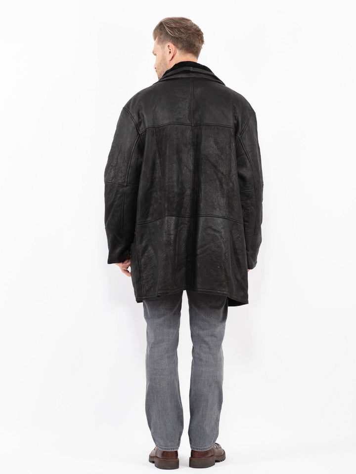 Vintage 90's Men Sheepskin Coat in BlackZ2090