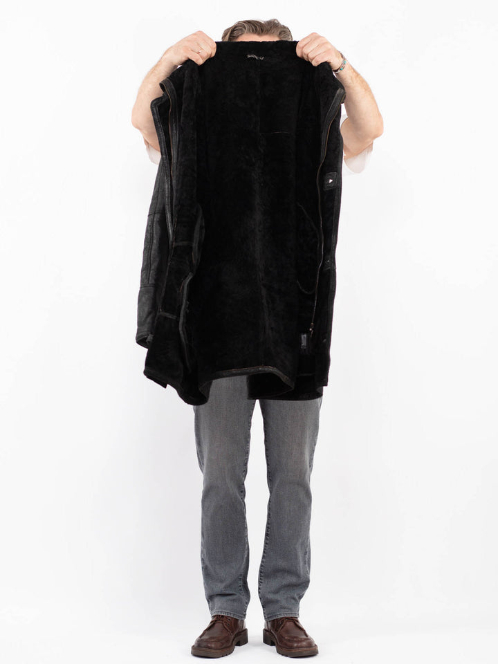 Vintage 90's Men Sheepskin Coat in BlackZ2090