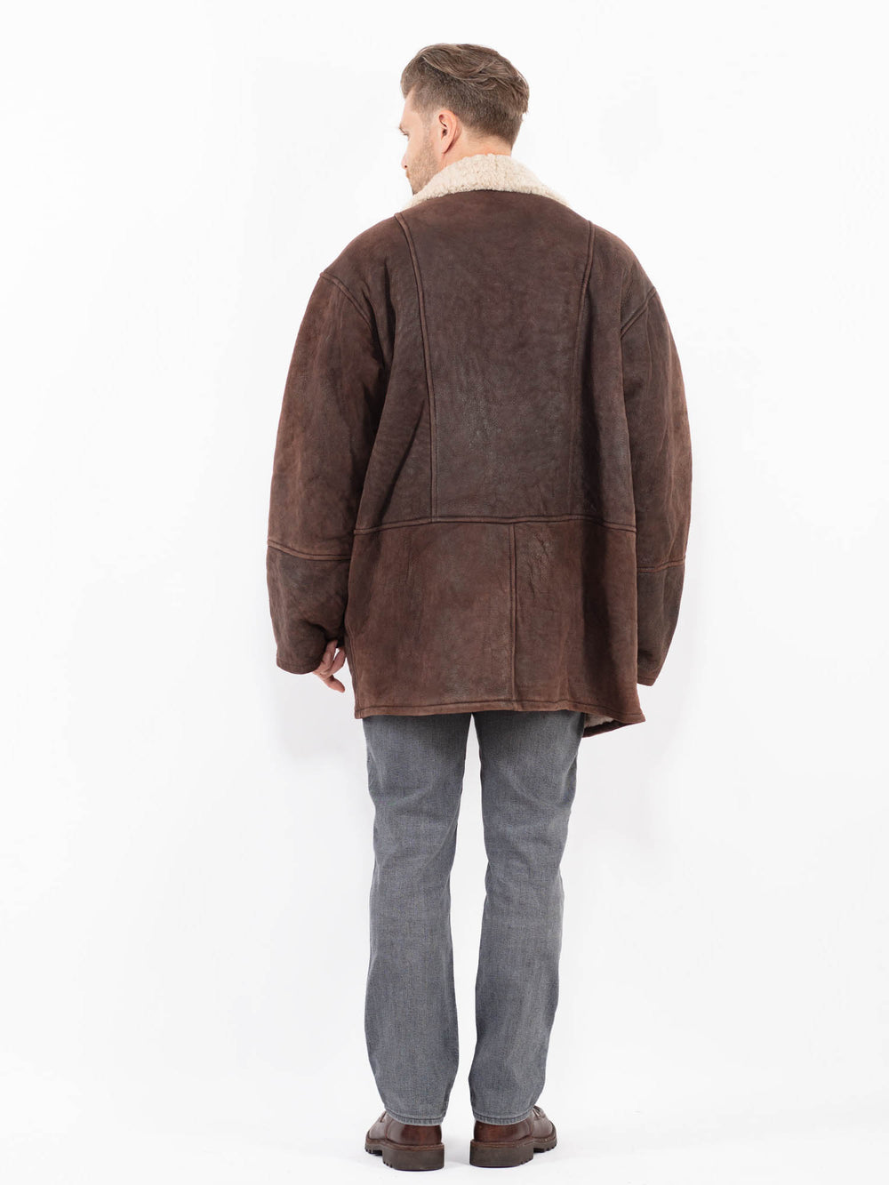 Vintage 90's Men Sheepskin Coat in BrownZ2093