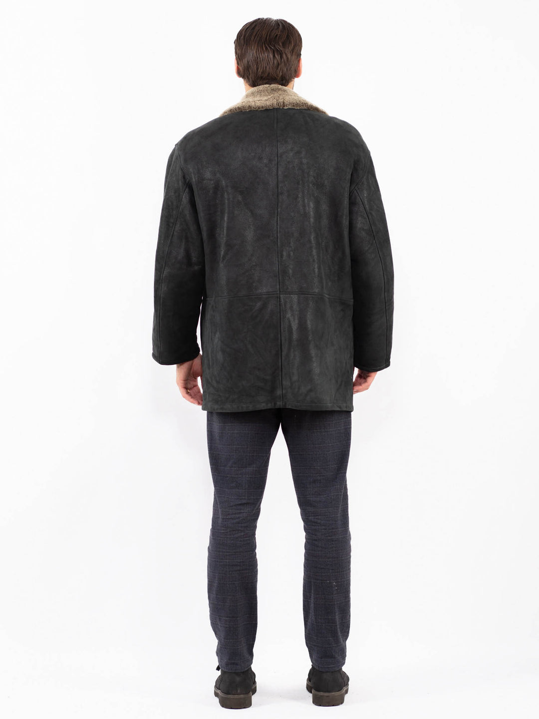 Vintage 90's Men Sheepskin Coat in BlackZ2410