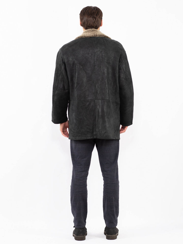 Vintage 90's Men Sheepskin Coat in BlackZ2410