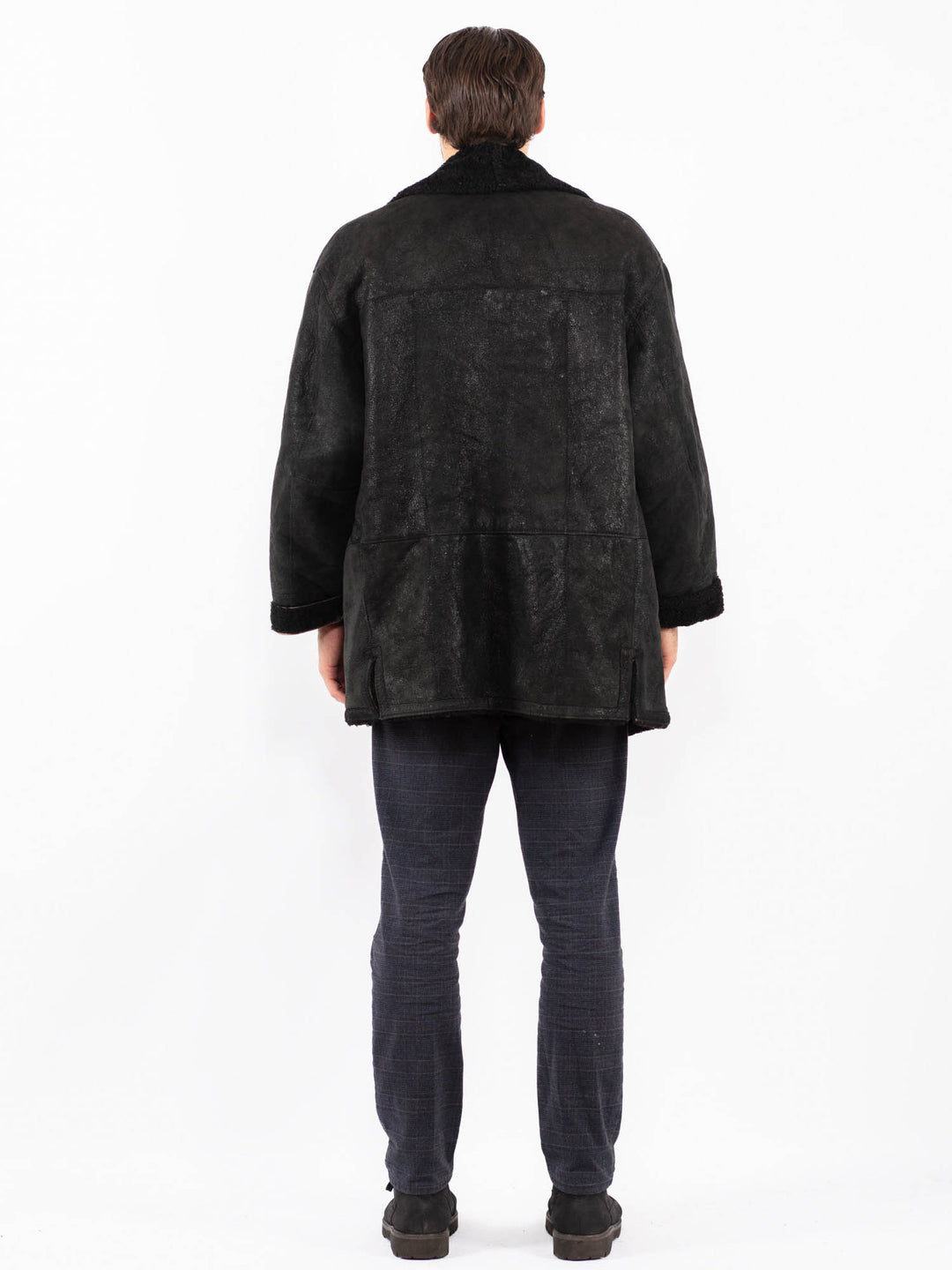 Vintage 90's Men Sheepskin Coat in BlackZ2411