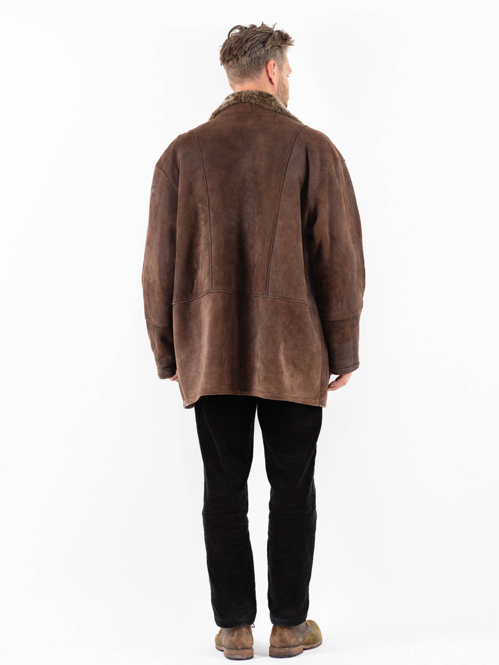 Vintage 90's Men Sheepskin Coat in BrownZ1874