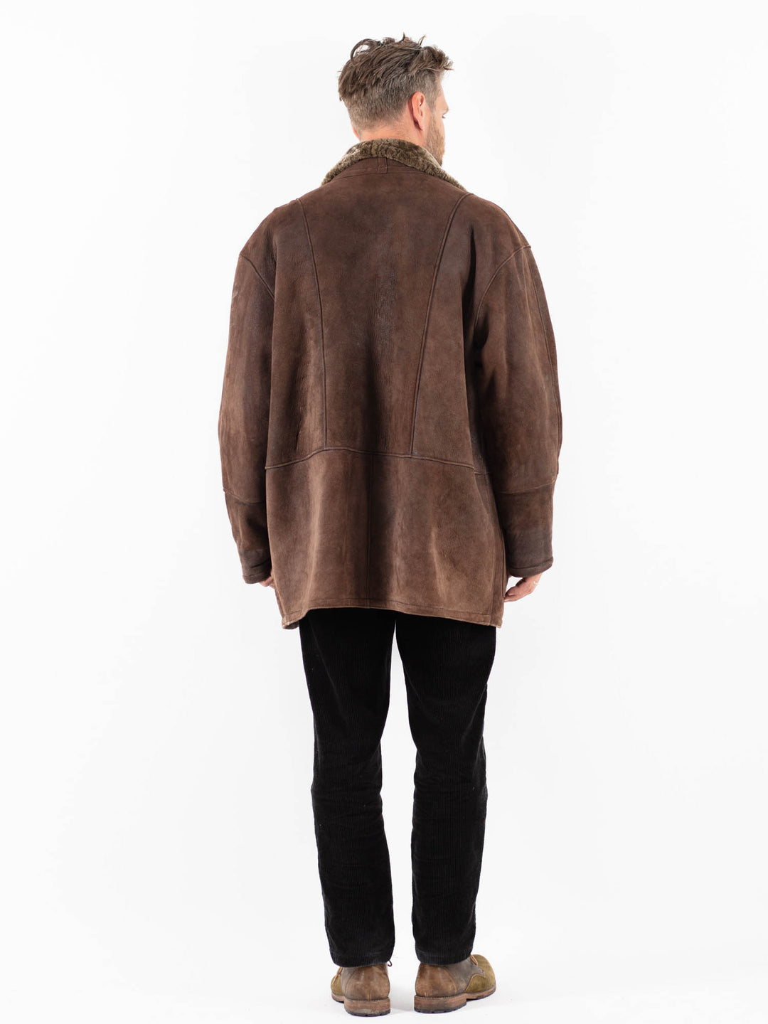 Vintage 90's Men Sheepskin Coat in BrownZ1874