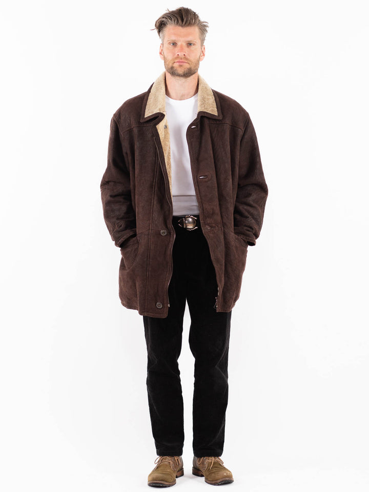 Vintage 90's Men Sheepskin Coat in BrownZ1875