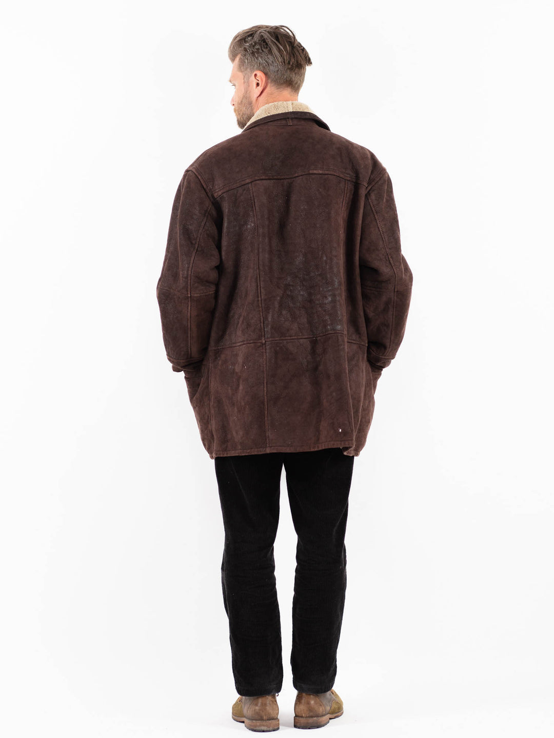 Vintage 90's Men Sheepskin Coat in BrownZ1875