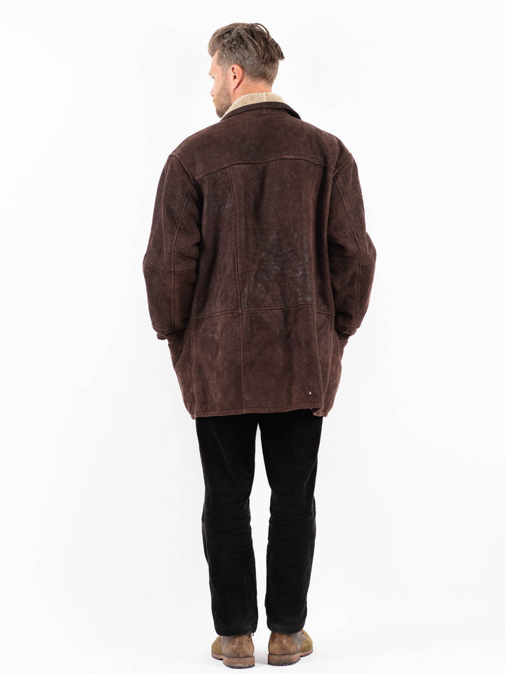 Vintage 90's Men Sheepskin Coat in BrownZ1875
