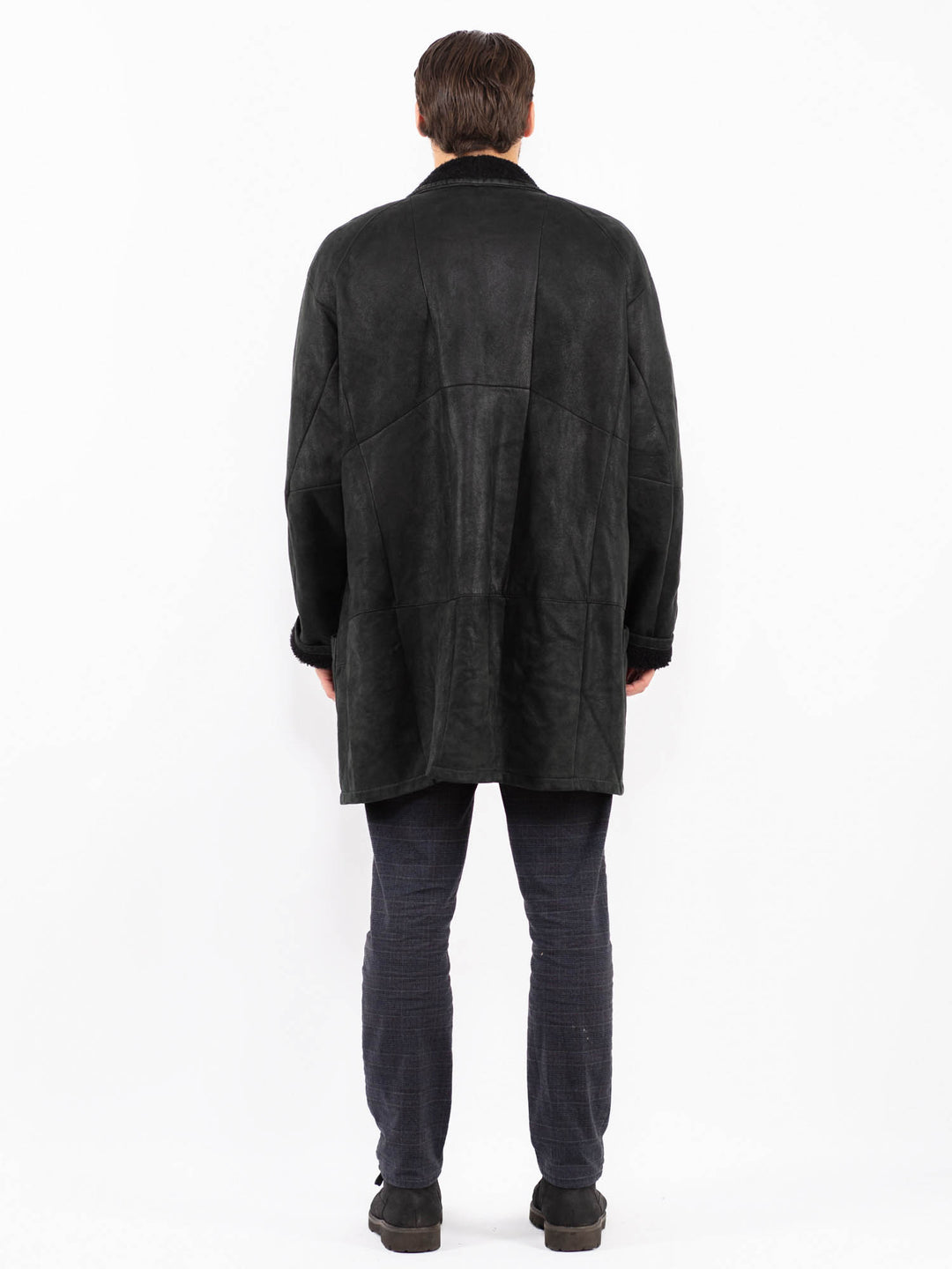 Vintage 90's Men Sheepskin Coat in BlackZ2414