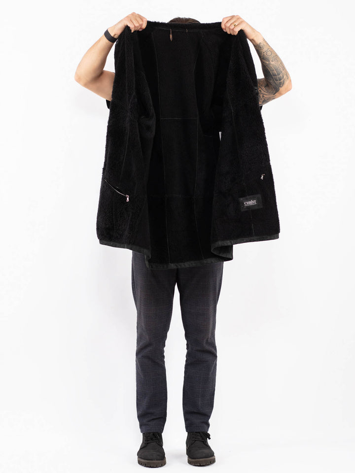 Vintage 90's Men Sheepskin Coat in BlackZ2414