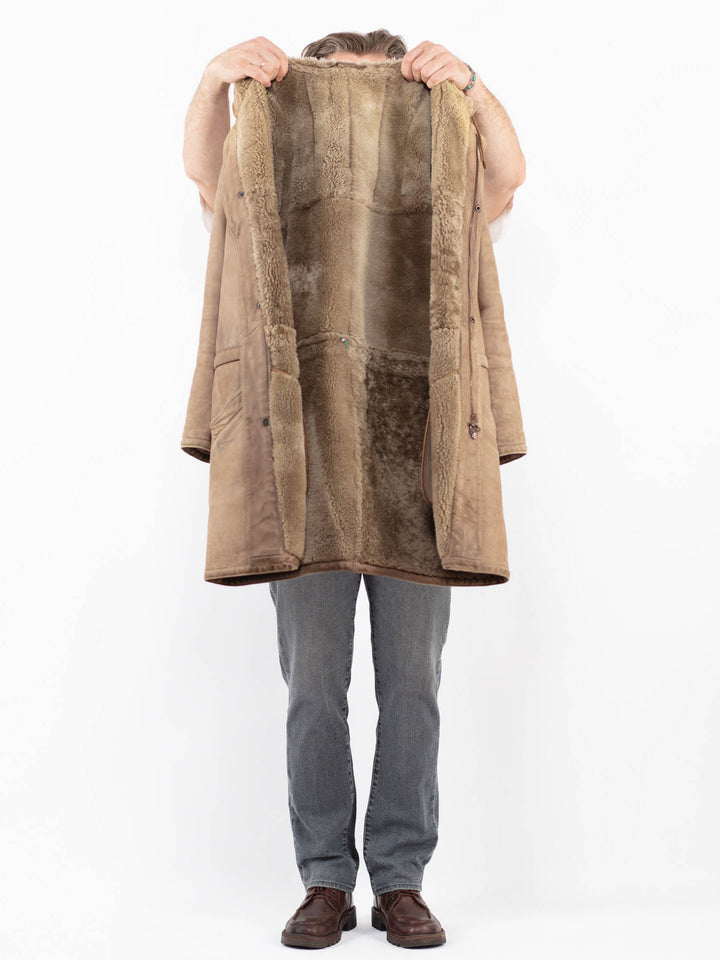 Vintage 90's Men Sheepskin Coat in BeigeZ2101